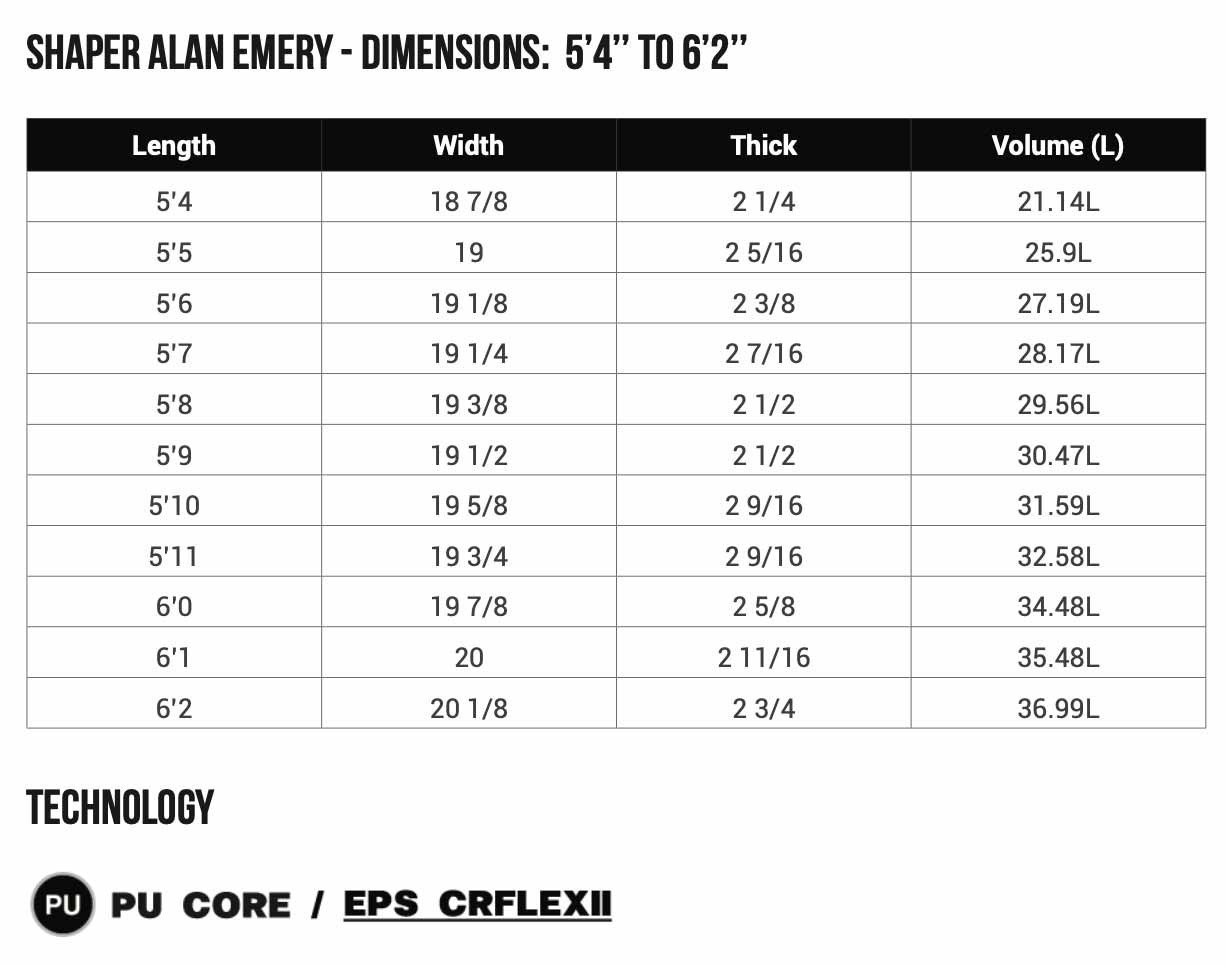 Surfboard EMERY Wedge Tail