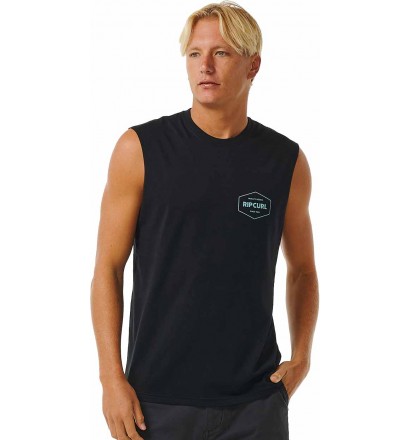 T-Shirt Rip Curl STAPLER MUSCLE BLACK