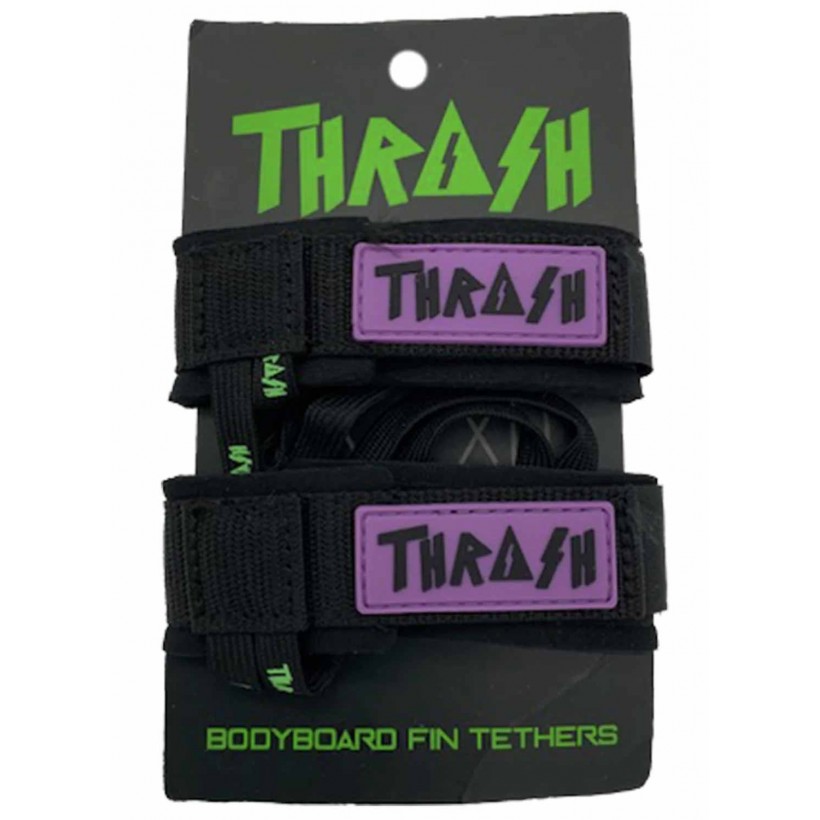 Leash de Pé de pato de bodyboard Thrash V-Grip Black Logo White